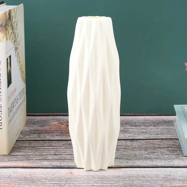 Diamond Pattern Plastic Vase - Durable Imitation Ceramic Flower Pot for Home Decor - Image 9