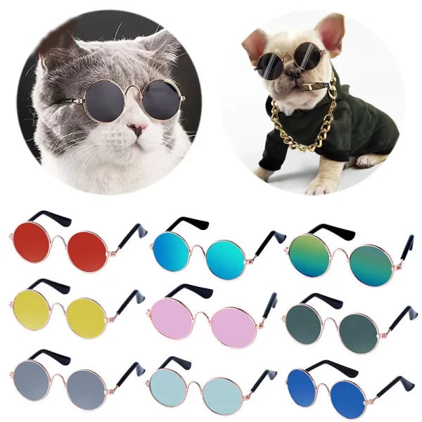 Vintage Round Sunglasses for Cats & Small Dogs - Pet Photo Props