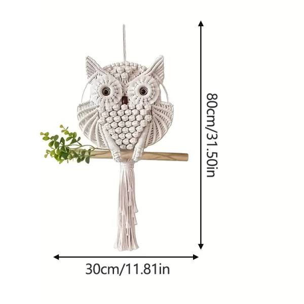 Owl Macrame Wall Hanging - Boho Handwoven Home Decor - Image 2