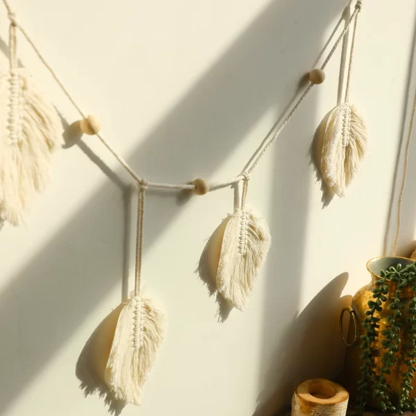 Boho Leaf Macrame Wall Hanging - Large Tassel Tapestry for Home Decor - Image 3