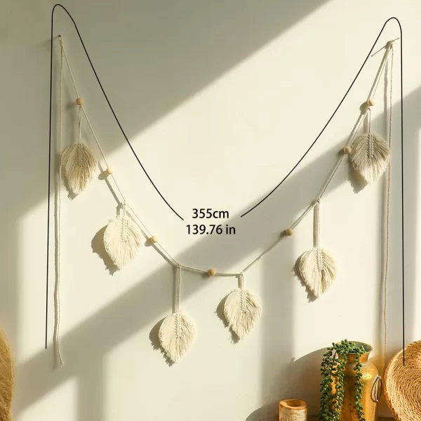 Boho Leaf Macrame Wall Hanging - Large Tassel Tapestry for Home Decor - Image 5