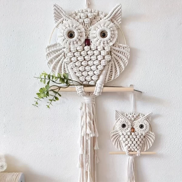 Owl Macrame Wall Hanging - Boho Handwoven Home Decor - Image 7