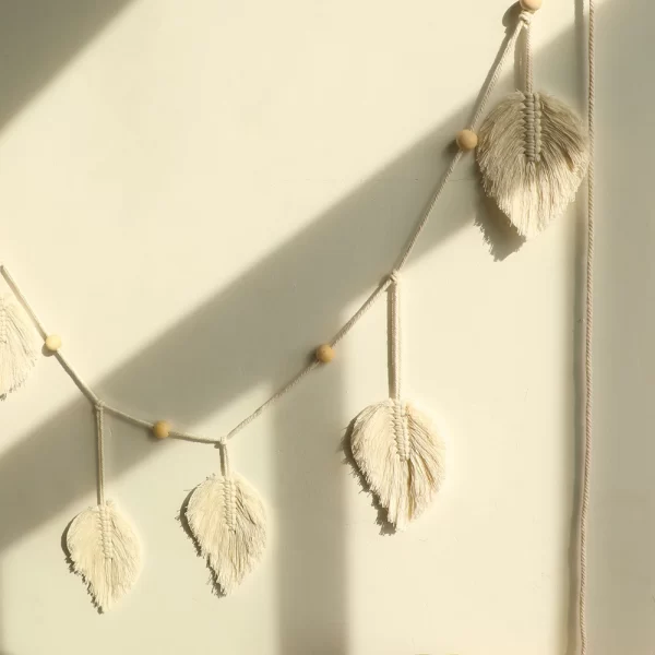 Boho Leaf Macrame Wall Hanging - Large Tassel Tapestry for Home Decor - Image 2