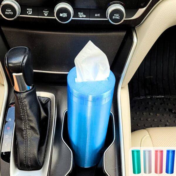 Car Tissue Holder – Travel Tissues for Car Cup Holder, Road Trip Essential, Car Must-Have for Organization, Cute Car Accessory, New Car Gift