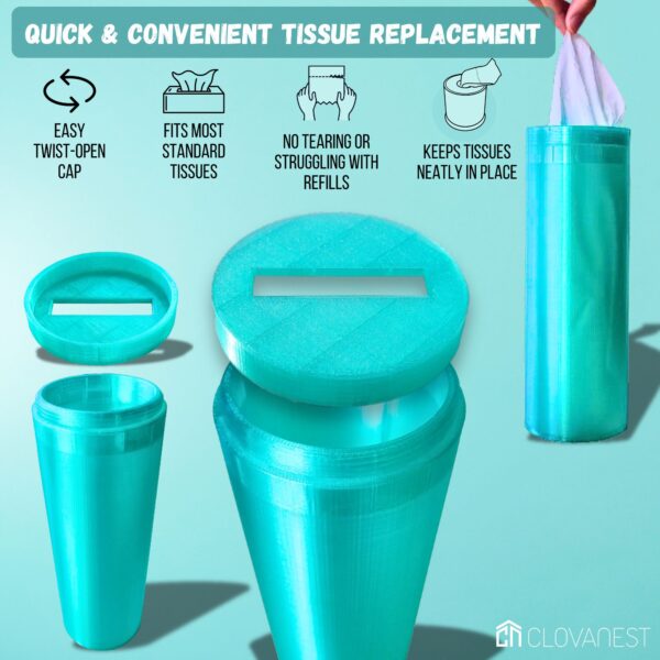 Car Tissue Holder – Travel Tissues for Car Cup Holder, Road Trip Essential, Car Must-Have for Organization, Cute Car Accessory, New Car Gift - Image 5