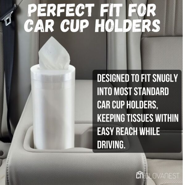 Car Tissue Holder – Travel Tissues for Car Cup Holder, Road Trip Essential, Car Must-Have for Organization, Cute Car Accessory, New Car Gift - Image 8