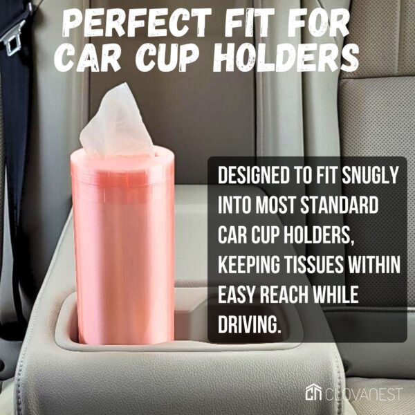 Car Tissue Holder – Travel Tissues for Car Cup Holder, Road Trip Essential, Car Must-Have for Organization, Cute Car Accessory, New Car Gift - Image 9