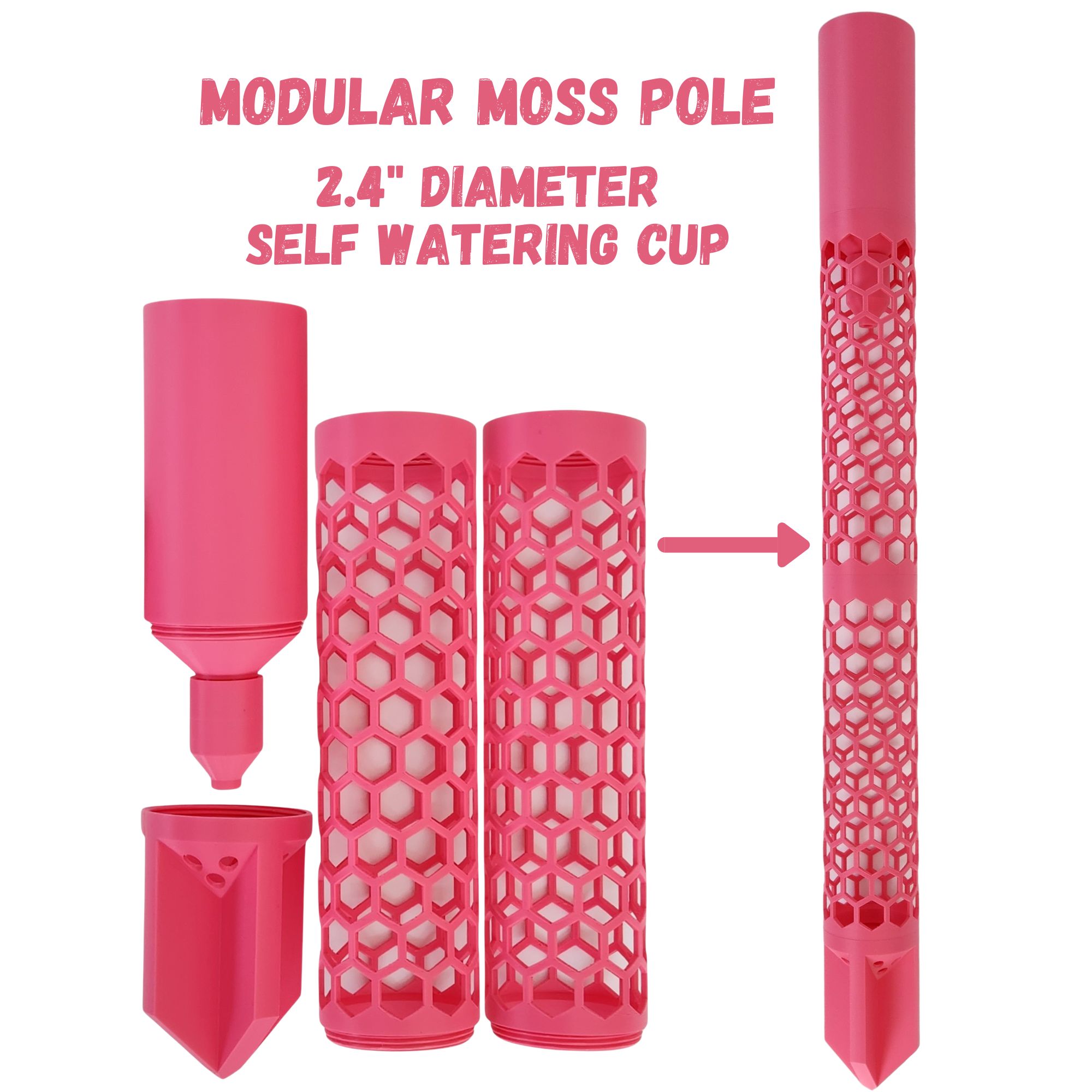 Plastic Moss Pole for Monstera, Pothos, Philodendron - Modular Extendable Plant Support for Climbing Plants, Self Watering Cut with Flow Control Mechanism - Indoor Climbing Plant Pole