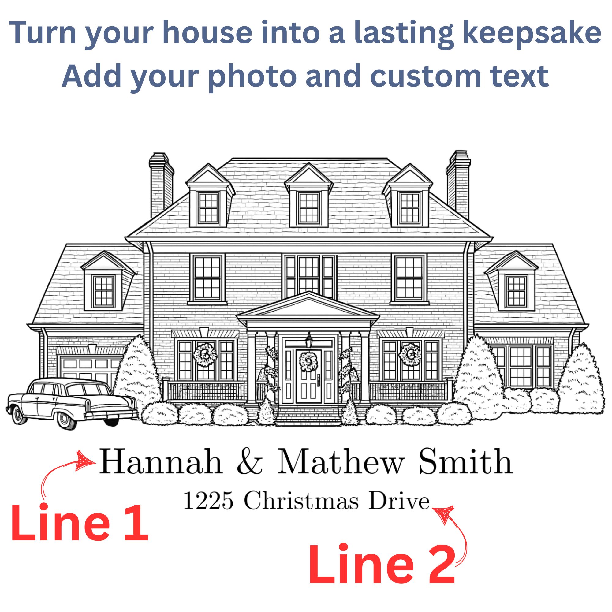 Custom Home Portrait Engraved Bamboo Charcuterie Board Personalized Housewarming or Closing Gift