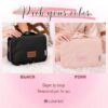 Custom Travel Toiletry Bag for Women, Personalized Vegan Leather Makeup Bag with Hanging Hook