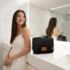 Custom Travel Toiletry Bag for Women, Personalized Vegan Leather Makeup Bag with Hanging Hook