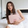 Custom Travel Toiletry Bag for Women, Personalized Vegan Leather Makeup Bag with Hanging Hook