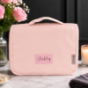 Custom Travel Toiletry Bag for Women, Personalized Vegan Leather Makeup Bag with Hanging Hook