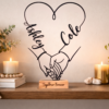 Personalized Hand Holding Line Art Decor, Custom 3D printed Couple Keepsake with Names, Wedding, Engagement & Anniversary, Valentines Gift