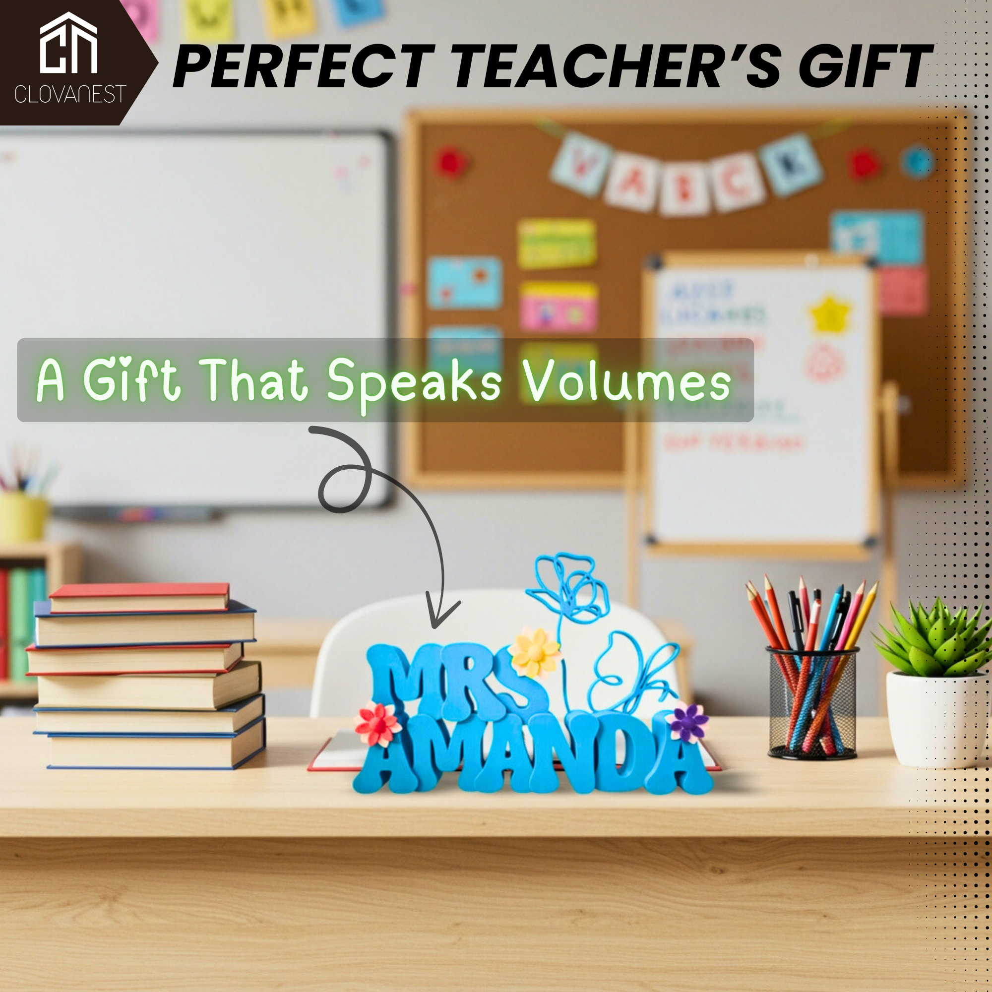 Teacher name plate for desk