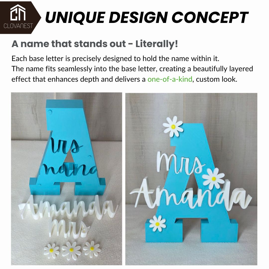 Personalized Teacher Name Plate for Desk with Daisy or Star Accents, 3D Printed Desk Name Sign, Personalized Classroom Decor, Teacher Appreciation Gift